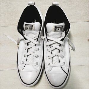 Converse Men's Chuck Taylor All Star Mid Top White Leather Shoes Size 10.5